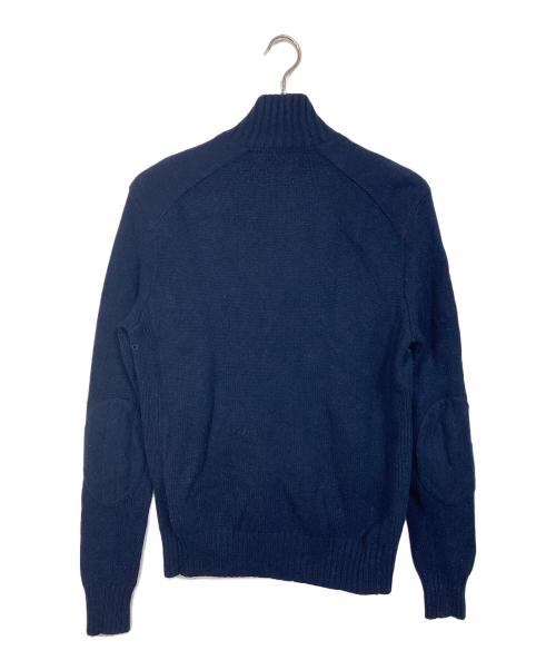 POLO RALPH LAUREN（ポロ・ラルフローレン）POLO RALPH LAUREN (ポロ・ラルフローレン) エルボーパッチ ビッグポニードライバーズニット　カーディガン　ポニー刺繍　ダブルジップ ネイビー サイズ:Mの古着・服飾アイテム