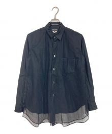 COMME des GARCONS HOMME PLUS（コムデギャルソンオムプリュス）の古着「トップス シャツ チュールドッキングデザインシャツ　長袖シャツ　レイヤード　日本製　25SS」｜ブラック
