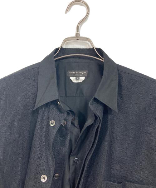 COMME des GARCONS HOMME PLUS（コムデギャルソンオムプリュス）COMME des GARCONS HOMME PLUS (コムデギャルソンオムプリュス) トップス シャツ チュールドッキングデザインシャツ　長袖シャツ　レイヤード　日本製　25SS ブラック サイズ:Sの古着・服飾アイテム