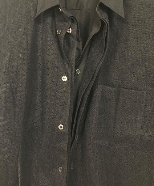 COMME des GARCONS HOMME PLUS（コムデギャルソンオムプリュス）COMME des GARCONS HOMME PLUS (コムデギャルソンオムプリュス) トップス シャツ チュールドッキングデザインシャツ　長袖シャツ　レイヤード　日本製　25SS ブラック サイズ:Sの古着・服飾アイテム