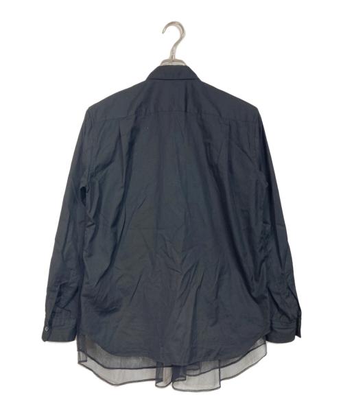 COMME des GARCONS HOMME PLUS（コムデギャルソンオムプリュス）COMME des GARCONS HOMME PLUS (コムデギャルソンオムプリュス) トップス シャツ チュールドッキングデザインシャツ　長袖シャツ　レイヤード　日本製　25SS ブラック サイズ:Sの古着・服飾アイテム