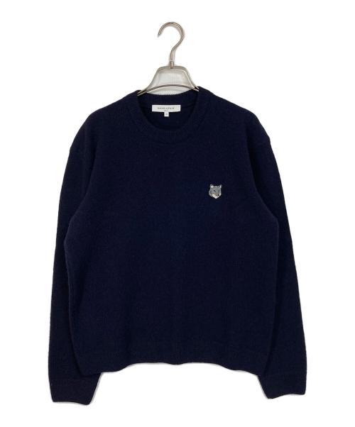maison kitsune（メゾンキツネ）MAISON KITSUNE (メゾンキツネ) フォックスヘッド ラムズウール コンフォート ジャンパー ネイビー サイズ:XSの古着・服飾アイテム