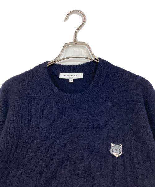 maison kitsune（メゾンキツネ）MAISON KITSUNE (メゾンキツネ) フォックスヘッド ラムズウール コンフォート ジャンパー ネイビー サイズ:XSの古着・服飾アイテム