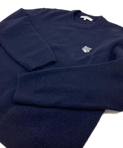 maison kitsune（メゾンキツネ）MAISON KITSUNE (メゾンキツネ) フォックスヘッド ラムズウール コンフォート ジャンパー ネイビー サイズ:XSの古着・服飾アイテム
