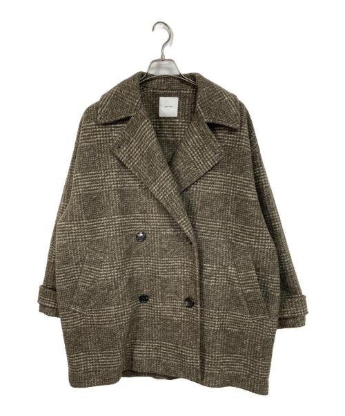 Spick and Span（スピック＆スパン）Spick and Span (スピック＆スパン) Wスライバーチェックハーフコート ブラウン サイズ:Mの古着・服飾アイテム