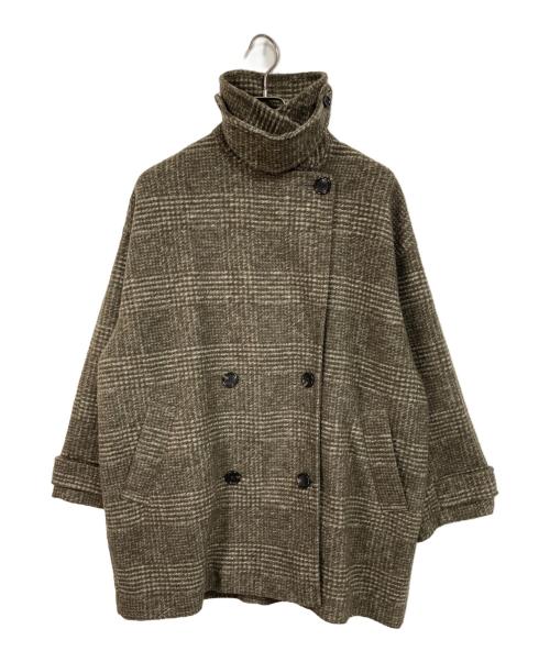 Spick and Span（スピック＆スパン）Spick and Span (スピック＆スパン) Wスライバーチェックハーフコート ブラウン サイズ:Mの古着・服飾アイテム