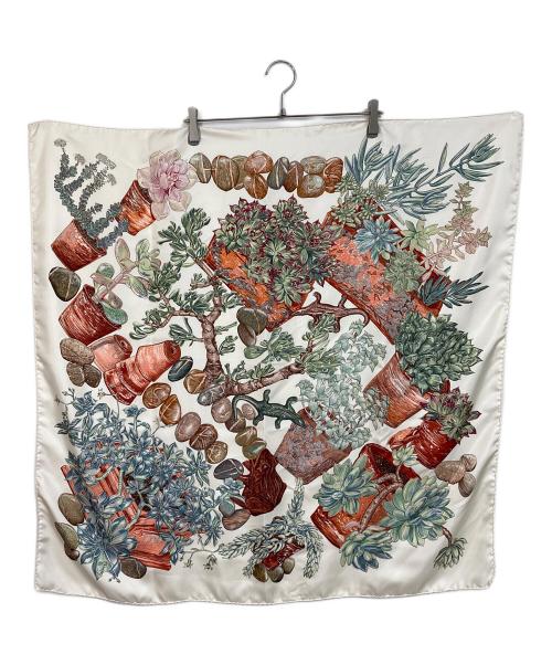 HERMES（エルメス）HERMES  (エルメス) JARDIN SECRET（秘密の庭） カレ90 フランス製 グリーン×ブラウン サイズ:実寸参照の古着・服飾アイテム