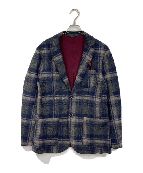 at.p.co（アティピコ）AT.P.CO (アティピコ) チェックテーラードジャケット ネイビー サイズ:48の古着・服飾アイテム