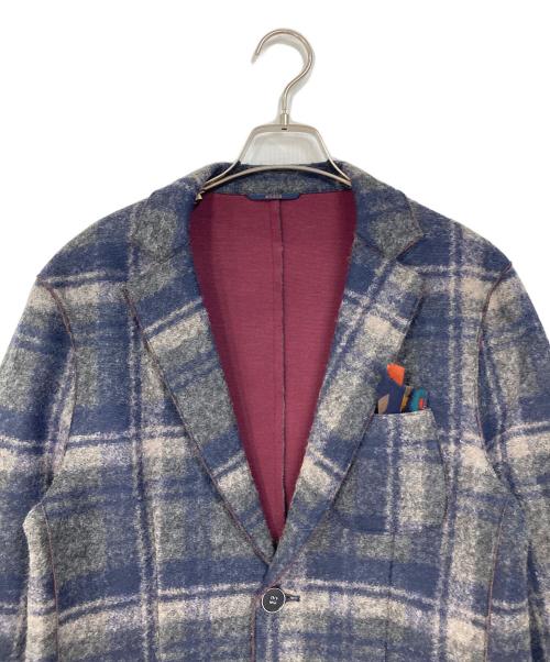at.p.co（アティピコ）AT.P.CO (アティピコ) チェックテーラードジャケット ネイビー サイズ:48の古着・服飾アイテム