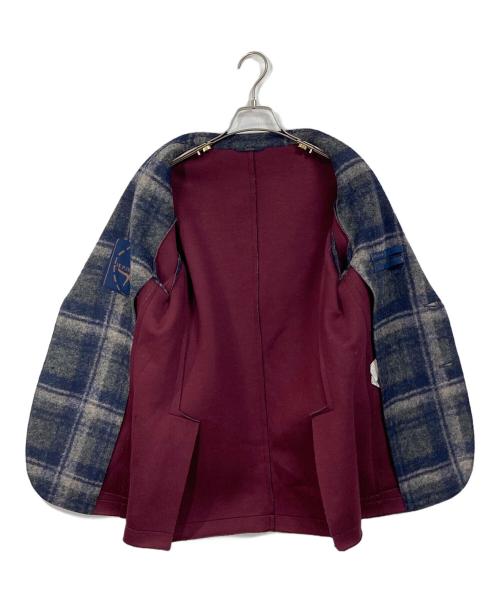 at.p.co（アティピコ）AT.P.CO (アティピコ) チェックテーラードジャケット ネイビー サイズ:48の古着・服飾アイテム
