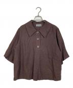 MARGARET HOWELLマーガレットハウエル）の古着「LINEN VOILE 半袖リネンブラウス」｜ブラウン