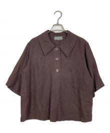 MARGARET HOWELL（マーガレットハウエル）の古着「LINEN VOILE 半袖リネンブラウス」｜ブラウン