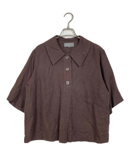MARGARET HOWELL（マーガレットハウエル）MARGARET HOWELL (マーガレットハウエル) LINEN VOILE 半袖リネンブラウス ブラウン サイズ:1の古着・服飾アイテム