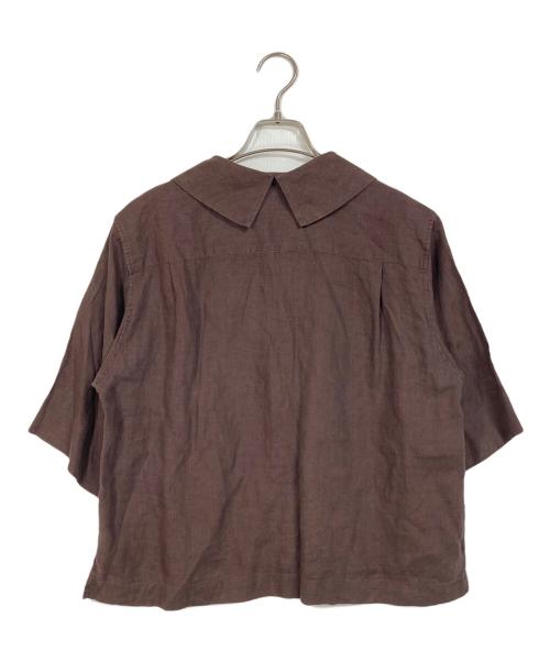 MARGARET HOWELL（マーガレットハウエル）MARGARET HOWELL (マーガレットハウエル) LINEN VOILE 半袖リネンブラウス ブラウン サイズ:1の古着・服飾アイテム