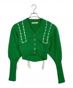 YOHEI OHNOヨウヘイオオノ）の古着「Asunaro Cardigan  アスナロカーディガン  デザインカーディガン　日本製」｜グリーン