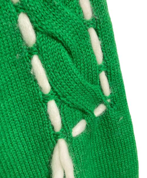 YOHEI OHNO（ヨウヘイオオノ）YOHEI OHNO (ヨウヘイオオノ) Asunaro Cardigan  アスナロカーディガン  デザインカーディガン　日本製 グリーン サイズ:36の古着・服飾アイテム
