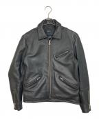 neelsニールス）の古着「BLOUSONコラボ 襟付きシングルライダースジャケット　レザージャケット　カウレザー　牛革　エディフィス取扱」｜ブラック
