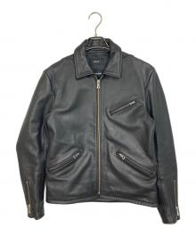 neels（ニールス）の古着「BLOUSONコラボ 襟付きシングルライダースジャケット　レザージャケット　カウレザー　牛革　エディフィス取扱」｜ブラック