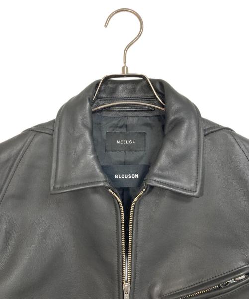 neels（ニールス）neels (ニールス) BLOUSONコラボ 襟付きシングルライダースジャケット　レザージャケット　カウレザー　牛革　エディフィス取扱 ブラック サイズ:Mの古着・服飾アイテム
