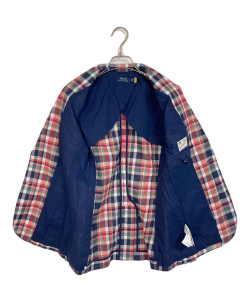 POLO RALPH LAUREN（ポロ・ラルフローレン）POLO RALPH LAUREN (ポロ・ラルフローレン) チェックテーラードジャケット　アウター　ライトアウター ネイビー×ピンク サイズ:2の古着・服飾アイテム