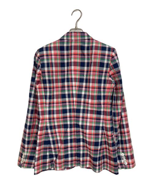 POLO RALPH LAUREN（ポロ・ラルフローレン）POLO RALPH LAUREN (ポロ・ラルフローレン) チェックテーラードジャケット　アウター　ライトアウター ネイビー×ピンク サイズ:2の古着・服飾アイテム