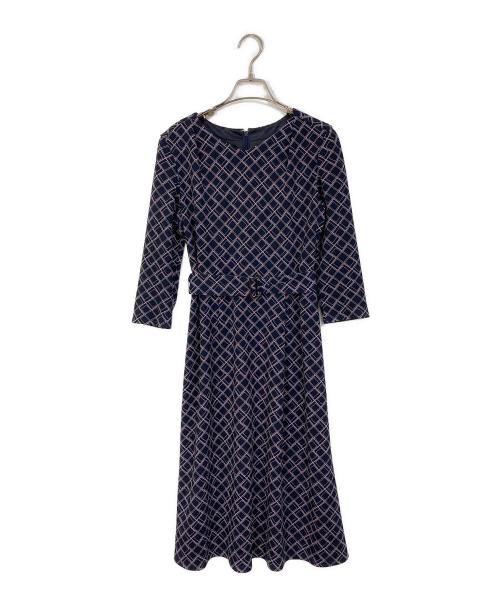 COUP DE CHANCE（クードシャンス）COUP DE CHANCE (クードシャンス) ジオメトリック柄ワンピース ネイビー サイズ:38の古着・服飾アイテム