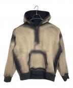 ELCHELEエルチェレ）の古着「BLEACH DYE HALF ZIP HOODIE  ブリーチダイハーフジップフーディー」｜ベージュ×ブラック