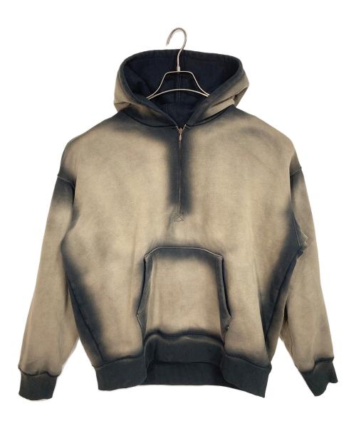 ELCHELE（エルチェレ）ELCHELE (エルチェレ) BLEACH DYE HALF ZIP HOODIE  ブリーチダイハーフジップフーディー ベージュ×ブラック サイズ:36の古着・服飾アイテム