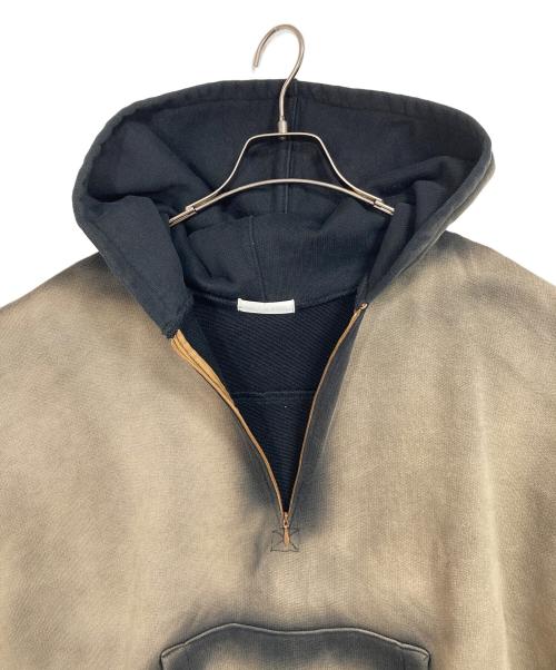 ELCHELE（エルチェレ）ELCHELE (エルチェレ) BLEACH DYE HALF ZIP HOODIE  ブリーチダイハーフジップフーディー ベージュ×ブラック サイズ:36の古着・服飾アイテム