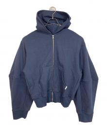 ESIÓ（エシオ）の古着「Edge forme ZIP hoodie  エッジフォルムジップフーディー  パーカー　ダブルジップ」｜ネイビー