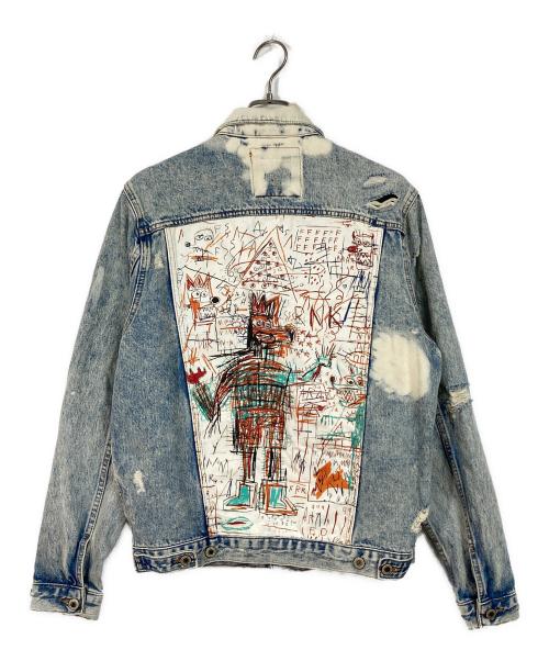 ZARA（ザラ）ZARA (ザラ) JEAN-MICHEL (ジャン・ミッシェル) バスキア DENIM JACKET ブルー サイズ:Lの古着・服飾アイテム