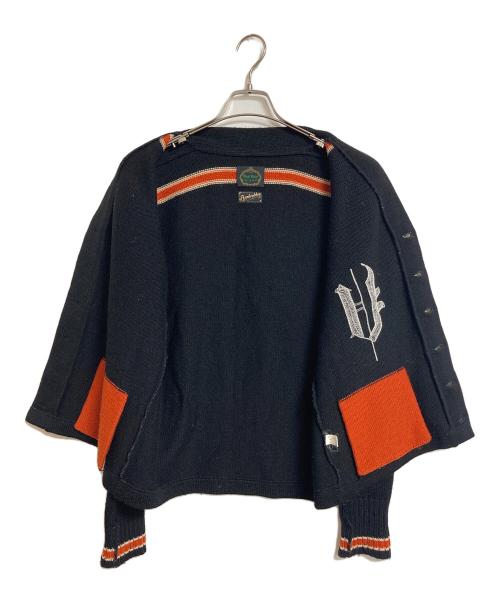 BANKROBBER（バンクロバー）BANKROBBER (バンクロバー) VIRGIL CAINE レタードニットカーディガン　日本製 ブラック サイズ:Sの古着・服飾アイテム