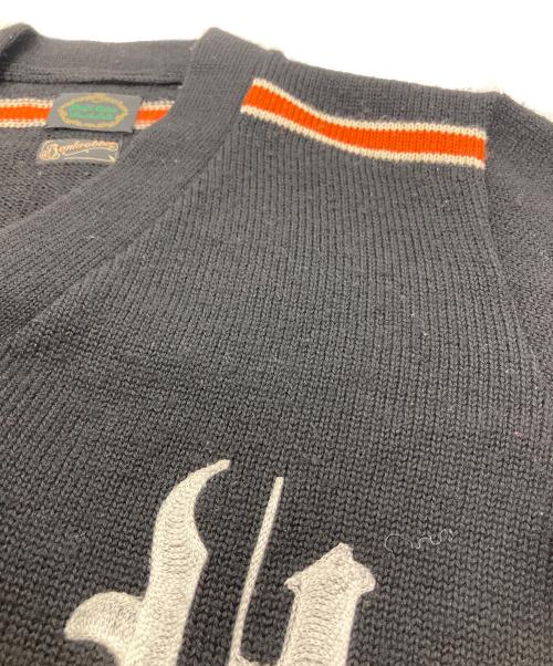 BANKROBBER（バンクロバー）BANKROBBER (バンクロバー) VIRGIL CAINE レタードニットカーディガン　日本製 ブラック サイズ:Sの古着・服飾アイテム