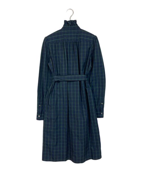 BROOKS BROTHERS（ブルックスブラザーズ）BROOKS BROTHERS (ブルックスブラザーズ) フリルチェックワンピース グリーン×ネイビーの古着・服飾アイテム