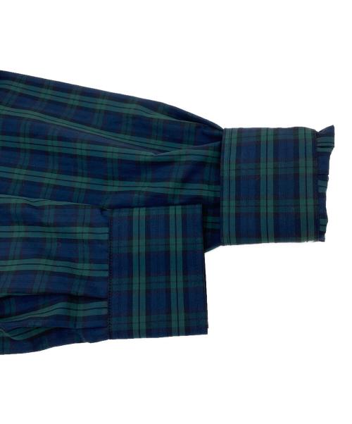 BROOKS BROTHERS（ブルックスブラザーズ）BROOKS BROTHERS (ブルックスブラザーズ) フリルチェックワンピース グリーン×ネイビーの古着・服飾アイテム