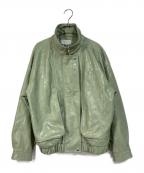 moussyマウジー）の古着「GLOSSY F/LEATHER ブルゾン」｜グリーン