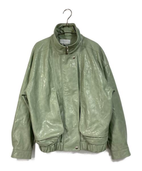 moussy（マウジー）moussy (マウジー) GLOSSY F/LEATHER ブルゾン グリーン サイズ:FREEの古着・服飾アイテム