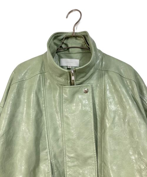moussy（マウジー）moussy (マウジー) GLOSSY F/LEATHER ブルゾン グリーン サイズ:FREEの古着・服飾アイテム
