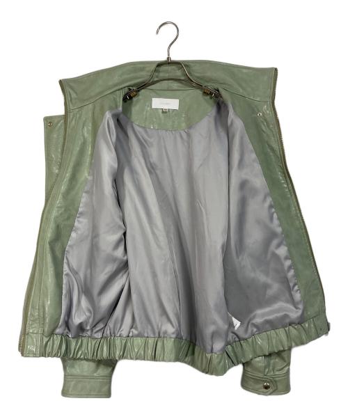 moussy（マウジー）moussy (マウジー) GLOSSY F/LEATHER ブルゾン グリーン サイズ:FREEの古着・服飾アイテム