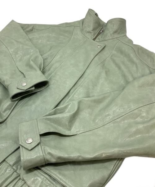 moussy（マウジー）moussy (マウジー) GLOSSY F/LEATHER ブルゾン グリーン サイズ:FREEの古着・服飾アイテム