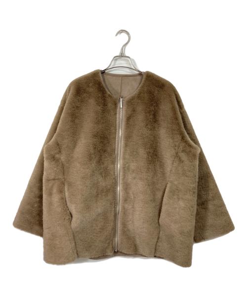 stola.（ストラ）stola. (ストラ) エコファーノーカラージャケット　リバーシブルジャケット ブラウン サイズ:36の古着・服飾アイテム