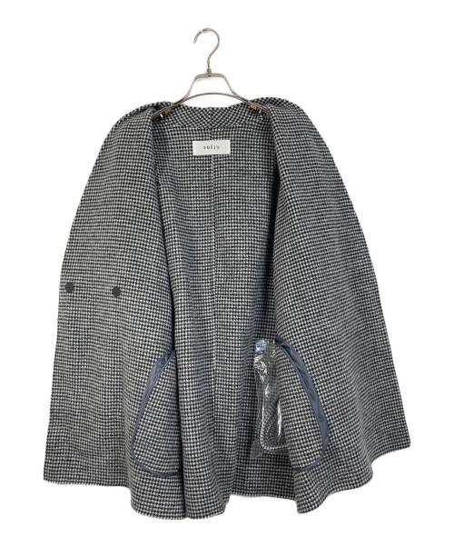 SOEJU（ソージュ）SOEJU (ソージュ) ウールリバーミディコート ホワイト×ブラック サイズ:FREE 未使用品の古着・服飾アイテム