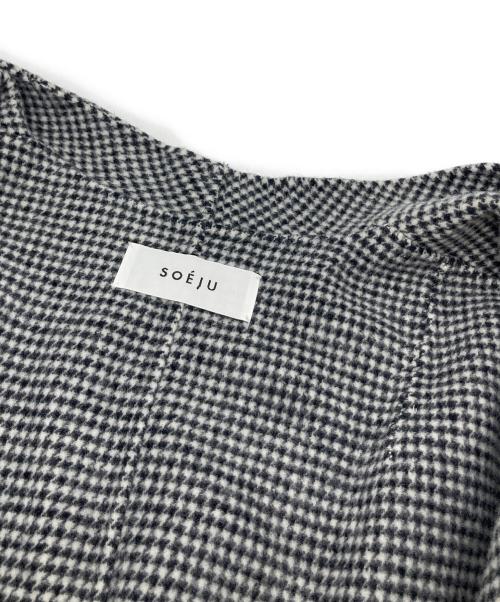 SOEJU（ソージュ）SOEJU (ソージュ) ウールリバーミディコート ホワイト×ブラック サイズ:FREE 未使用品の古着・服飾アイテム