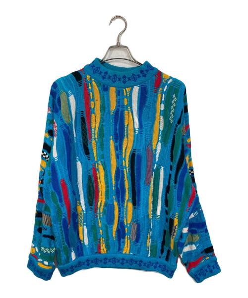 Coogi（クージー）Coogi (クージー) 3Dニット　青　黄色　白　緑　黒 ブルー サイズ:Sの古着・服飾アイテム