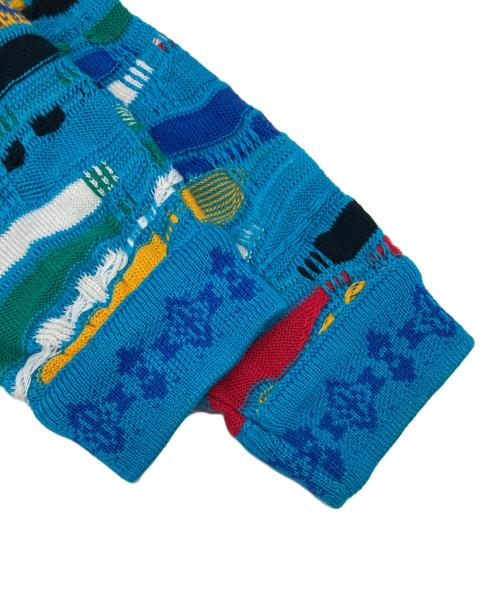 Coogi（クージー）Coogi (クージー) 3Dニット　青　黄色　白　緑　黒 ブルー サイズ:Sの古着・服飾アイテム