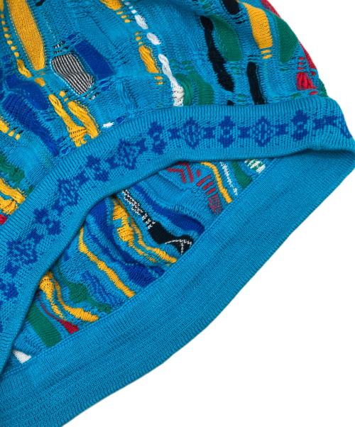 Coogi（クージー）Coogi (クージー) 3Dニット　青　黄色　白　緑　黒 ブルー サイズ:Sの古着・服飾アイテム