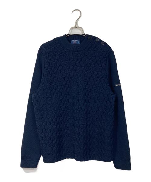 SAINT JAMES L'ATELIER（セントジェームス ラトリエ）SAINT JAMES L'ATELIER (セントジェームス ラトリエ) ショルダーボタンケーブルニット ネイビー サイズ:Mの古着・服飾アイテム