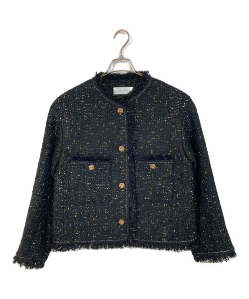 heliopole（エリオポール）heliopole (エリオポール) BLADE&FRINGE TWEED JACKET  ブレイドアンドフリンジツイードジャケット  アウター　ライトアウター　セレモニー ブラック サイズ:38の古着・服飾アイテム
