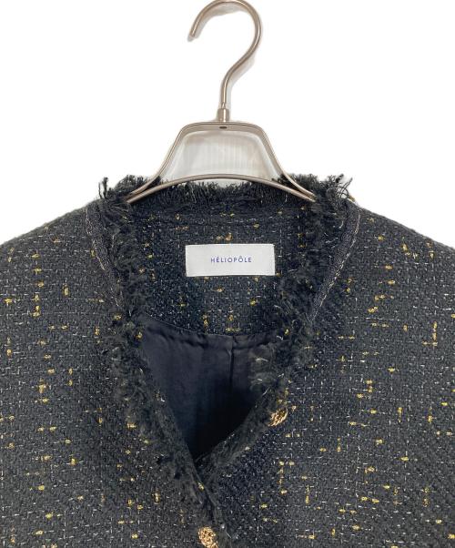 heliopole（エリオポール）heliopole (エリオポール) BLADE&FRINGE TWEED JACKET  ブレイドアンドフリンジツイードジャケット  アウター　ライトアウター　セレモニー ブラック サイズ:38の古着・服飾アイテム