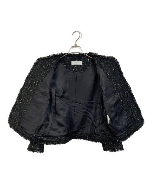 heliopole（エリオポール）heliopole (エリオポール) BLADE&FRINGE TWEED JACKET  ブレイドアンドフリンジツイードジャケット  アウター　ライトアウター　セレモニー ブラック サイズ:38の古着・服飾アイテム